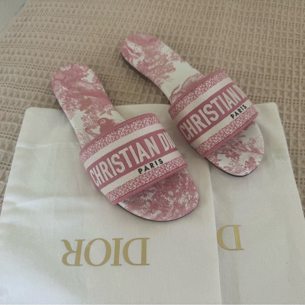 NEW Dior Dway - Pink Toile de Jouy Flats (37/7)